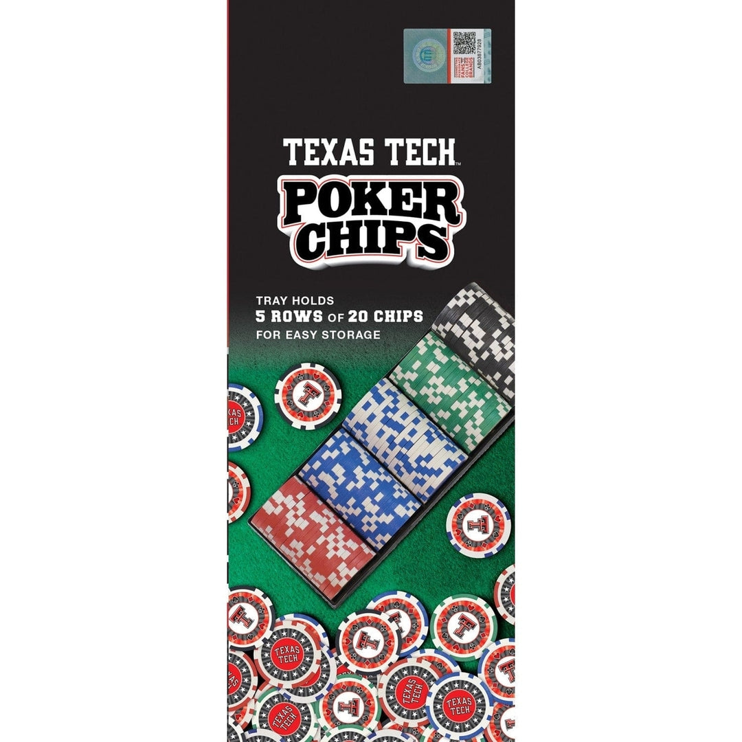 Texas Tech Red Raiders 100 Piece Poker Chips Casino Style Set Heavy Duty Image 2