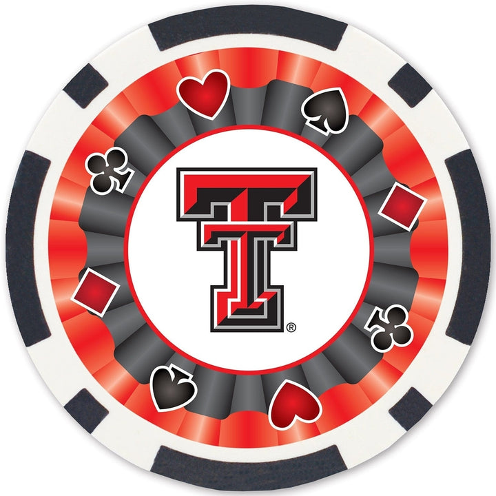 Texas Tech Red Raiders 100 Piece Poker Chips Casino Style Set Heavy Duty Image 3