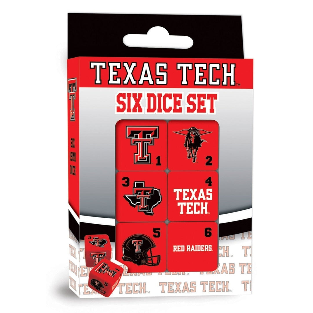 Texas Tech Red Raiders Dice Set 19mm Officially Licensed 6-Piece Gaming Dice Image 1