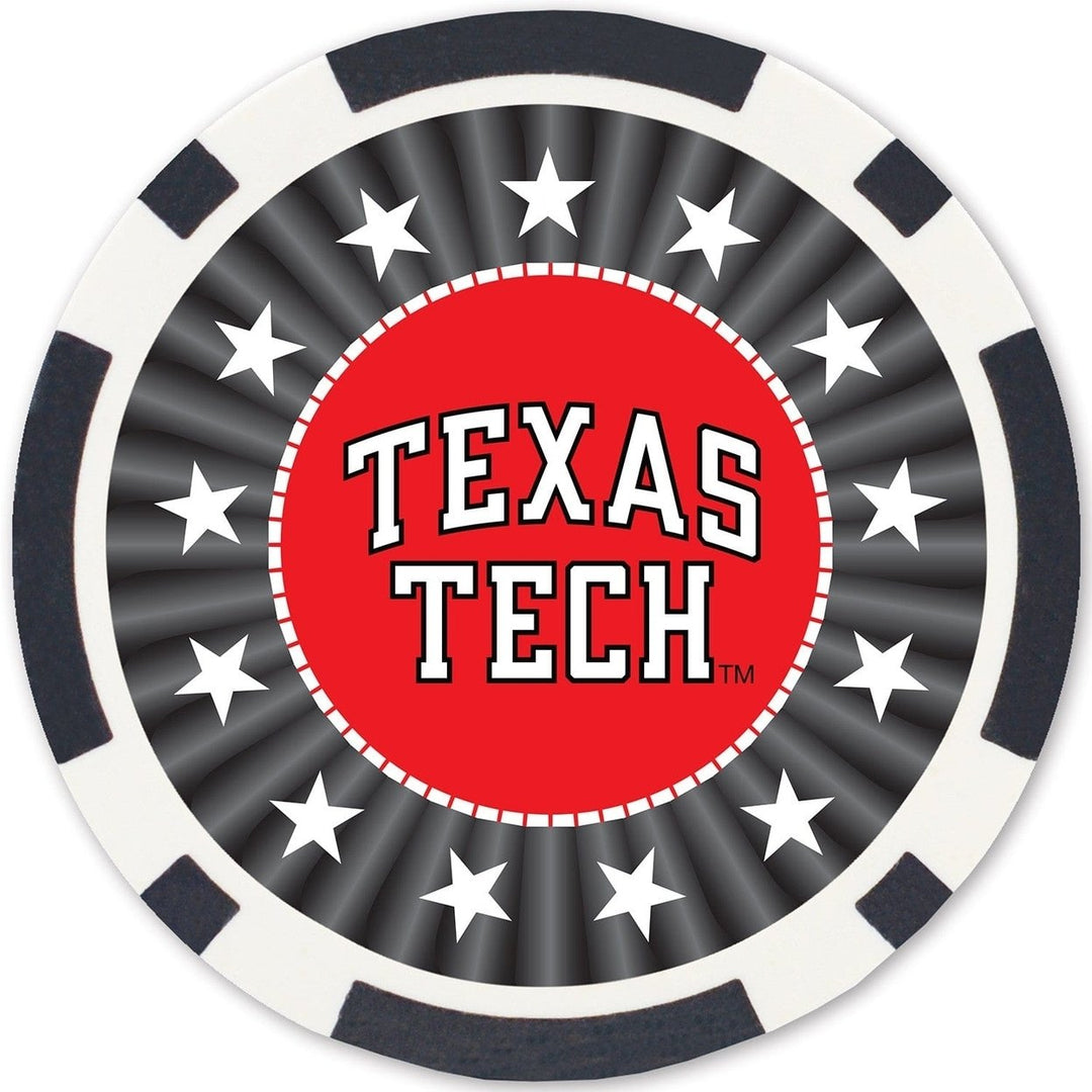 Texas Tech Red Raiders 100 Piece Poker Chips Casino Style Set Heavy Duty Image 4