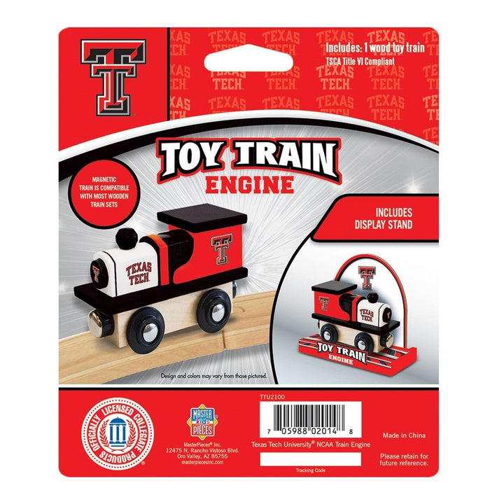 Texas Tech Red Raiders Wooden Toy Train Engine Kids Track Compatible Gift Image 3