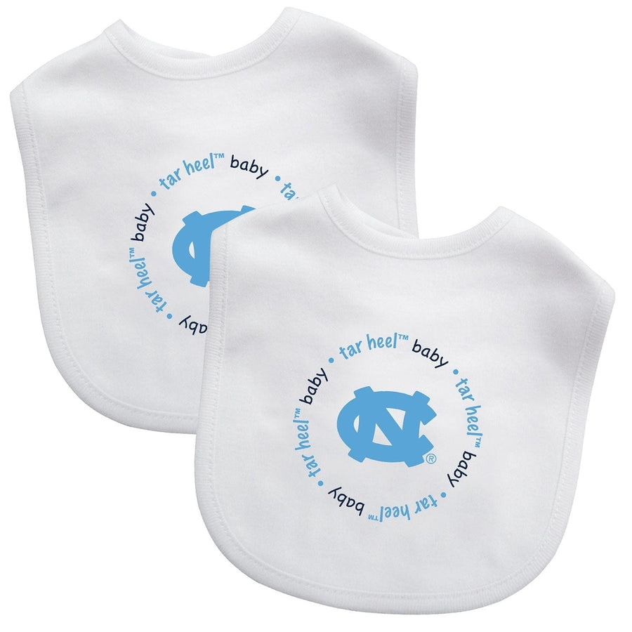 UNC Tar Heels Baby Bibs 2-Pack Cotton Front Polyester Back Machine Washable Image 1