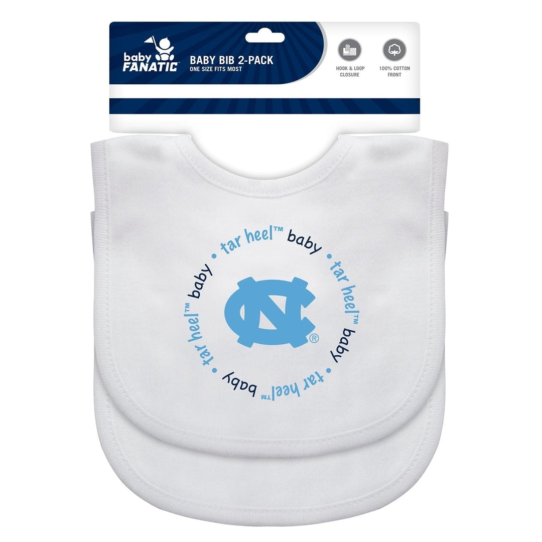 UNC Tar Heels Baby Bibs 2-Pack Cotton Front Polyester Back Machine Washable Image 2