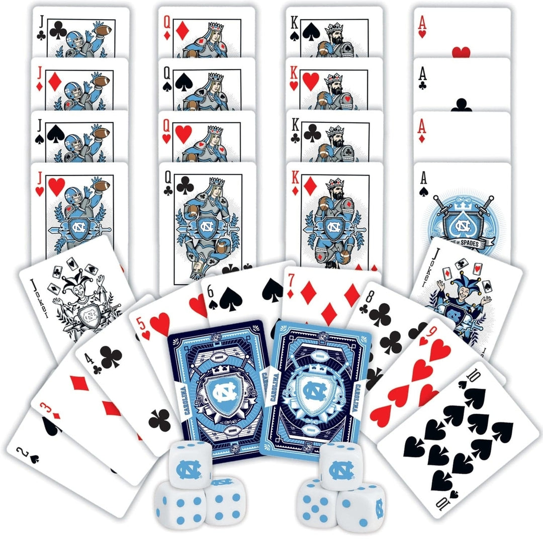 UNC Tar Heels 2-Pack Playing Cards and Dice Set Casino Style Gaming Accessories Image 2