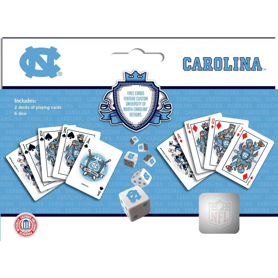 UNC Tar Heels 2-Pack Playing Cards and Dice Set Casino Style Gaming Accessories Image 3