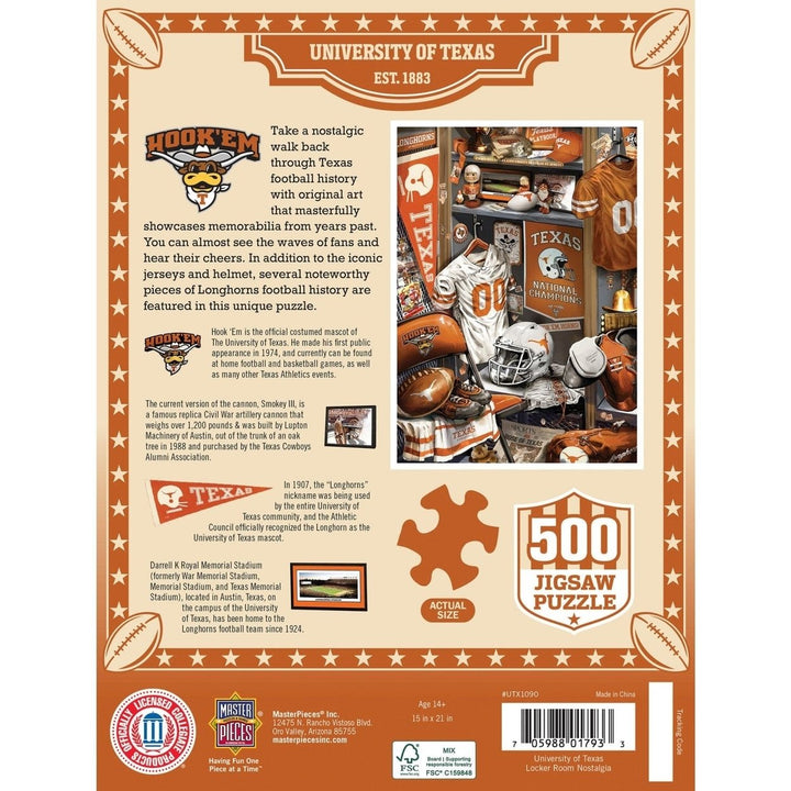 Texas Longhorns - Locker Room 500 Piece Jigsaw Puzzle Image 3