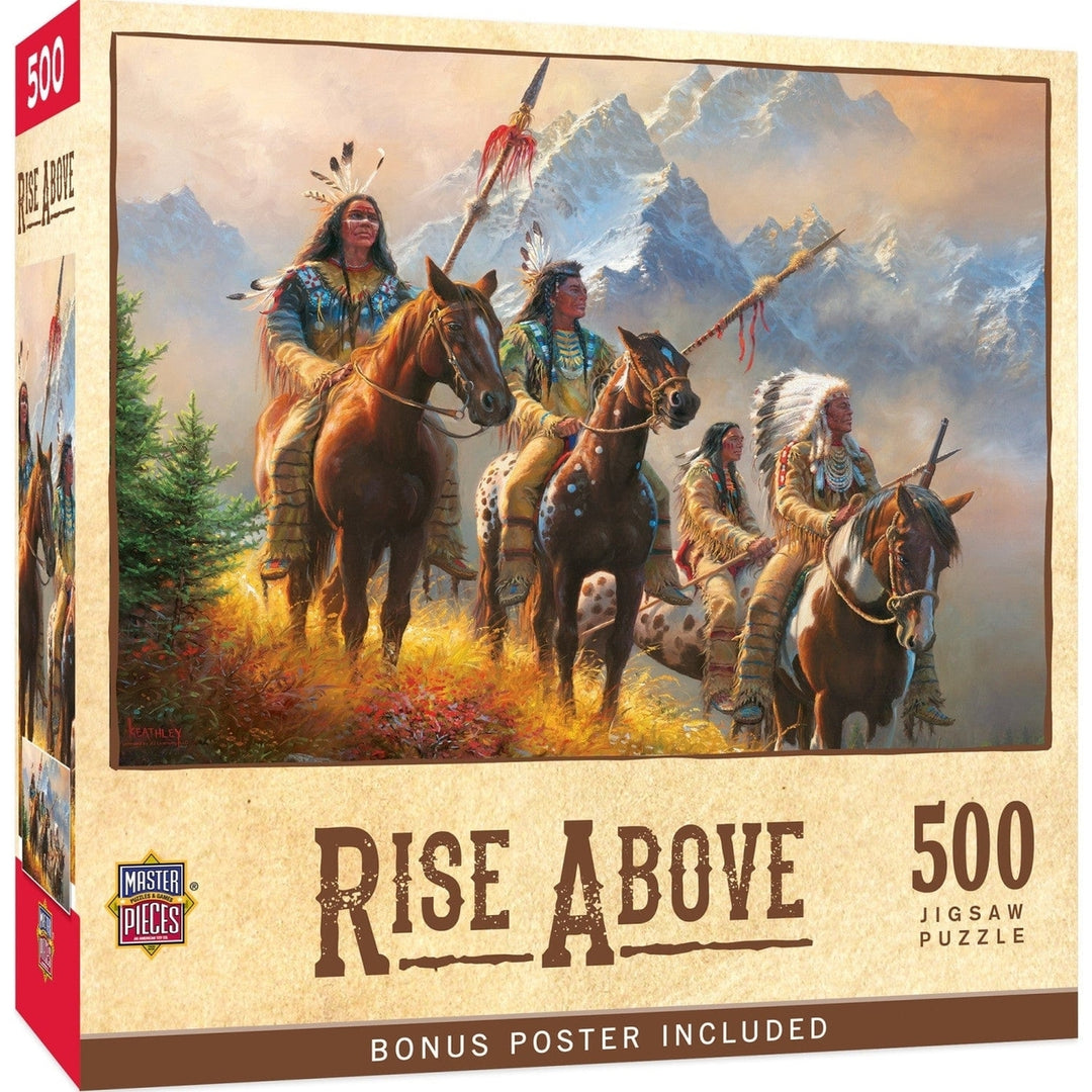 Rise Above 550 Piece Jigsaw Puzzle Tribal Leaders Rocky Mountains Landscape Image 1