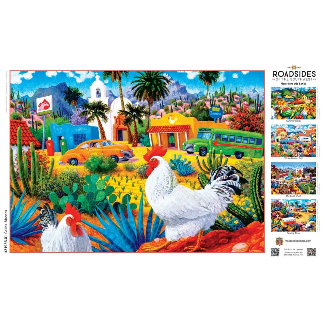 MasterPieces 500 Piece Jigsaw Puzzle Roadsides of the Southwest Gallos Blancos 21x15 Image 4