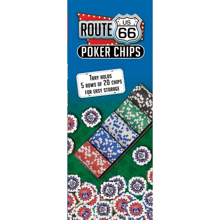 Route 66 Poker Chips Set 100 Casino-Style 11.5g Heavy Chips Black Tray Image 2