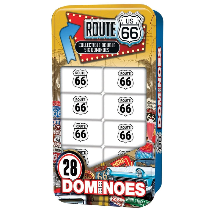 Route 66 Dominoes Set in Collectible Tin Officially Licensed 28 Resin Pieces Image 1