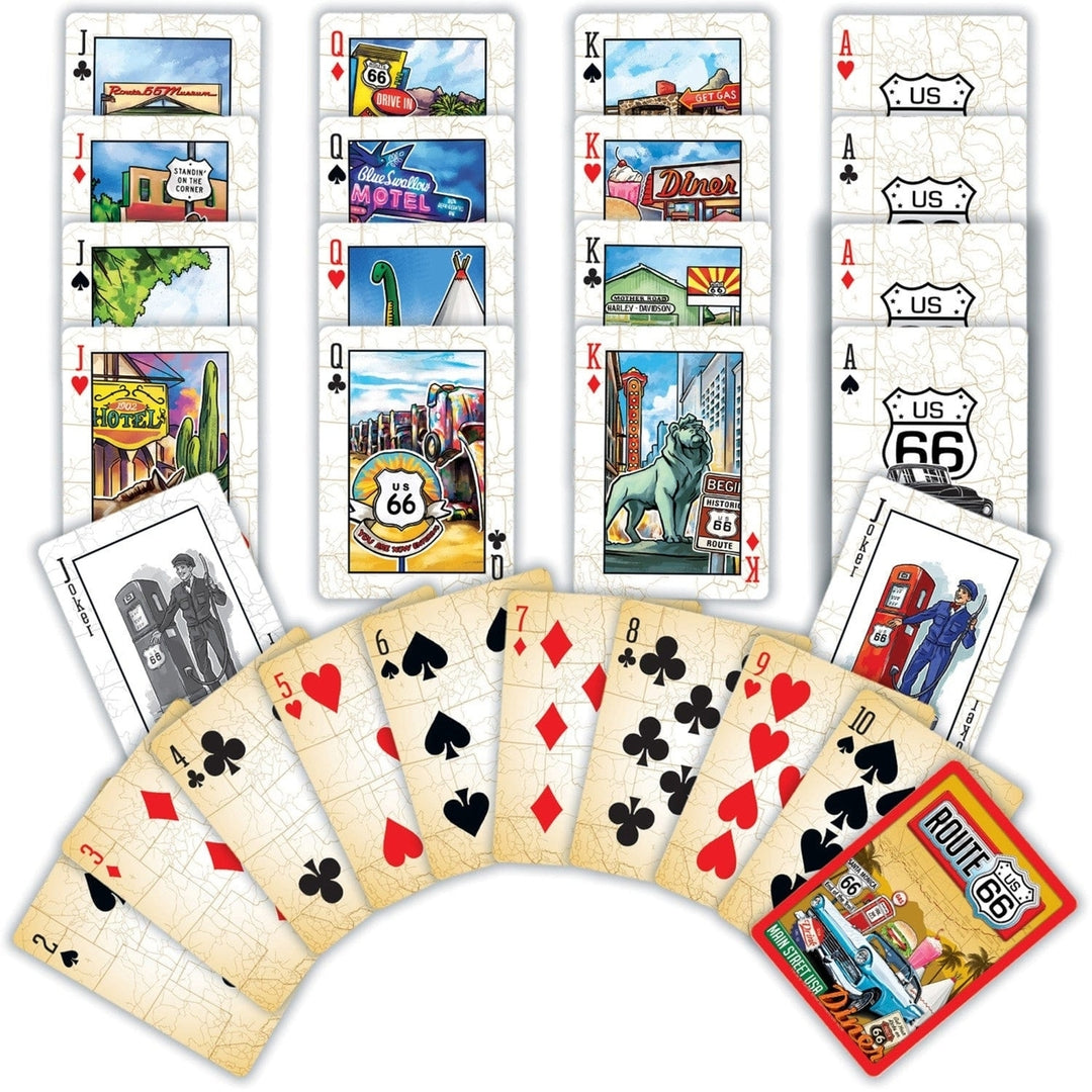 Route 66 Playing Cards 54 Card Deck fine Landmark Designs Cat Logo Image 2