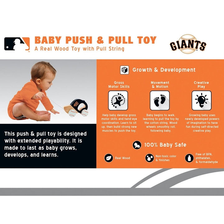 San Francisco Giants Push Pull Baby Toy Wooden Baby Safe Gross Motor Skills Image 3