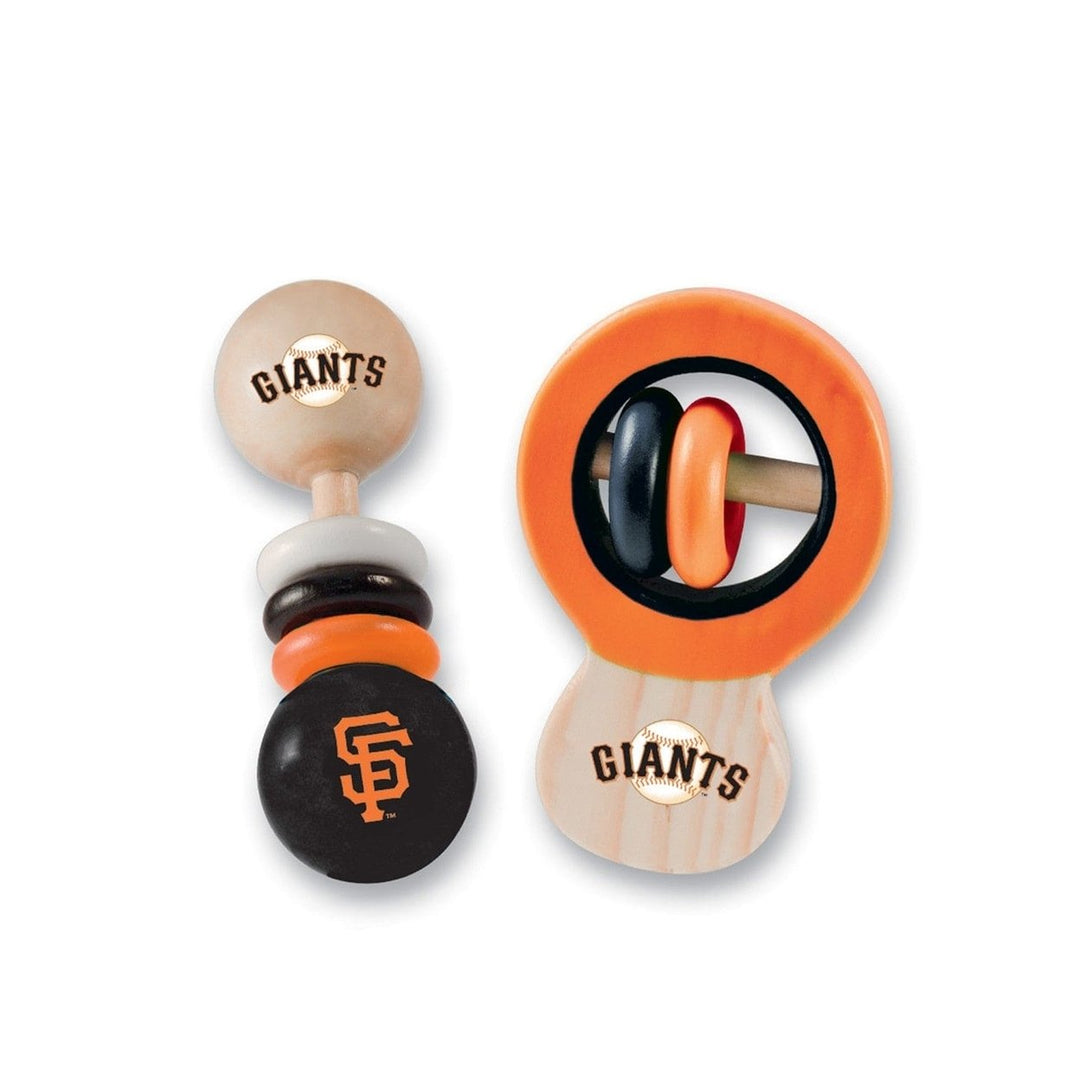 San Francisco Giants Baby Rattles 2-Pack Non-Toxic Wood Infant Toys Image 1