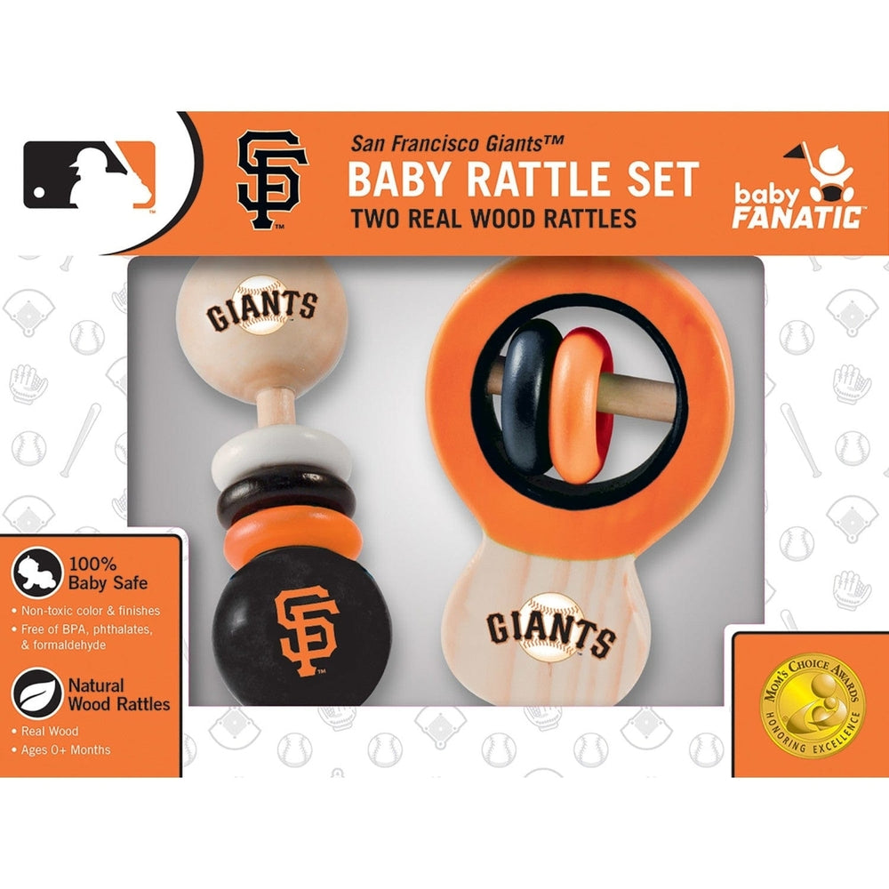 San Francisco Giants Baby Rattles 2-Pack Non-Toxic Wood Infant Toys Image 2