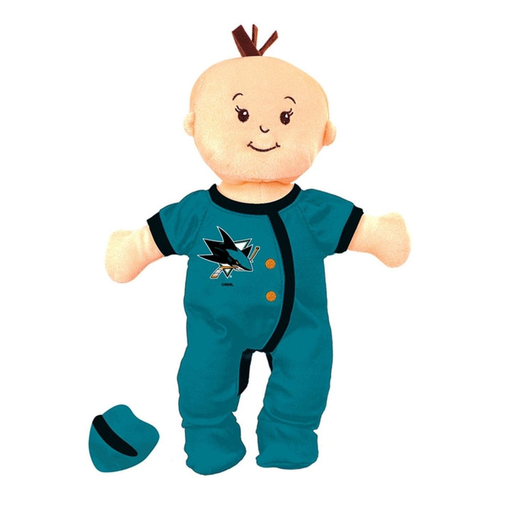 San Jose Sharks Baby Fan Doll 12 Inch Soft Fabric Cuddly Toy with Pacifier Image 1