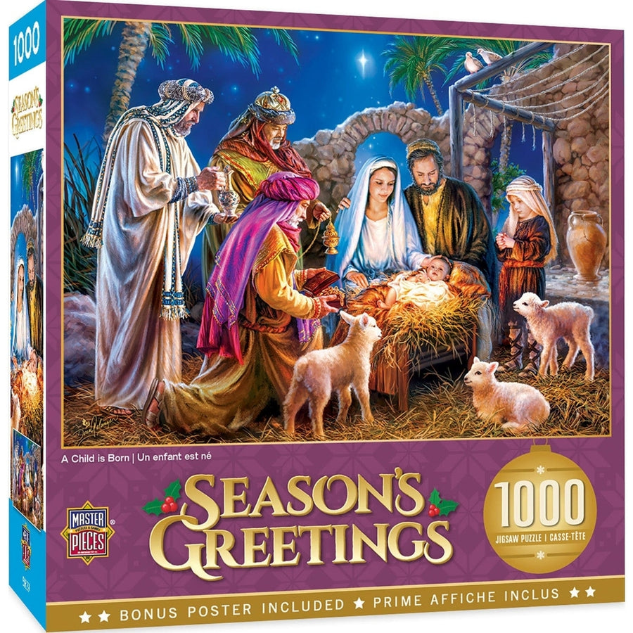 MasterPieces 1000 Piece Christmas Puzzle A Child is Born Holiday 19.25x26.75 Image 1