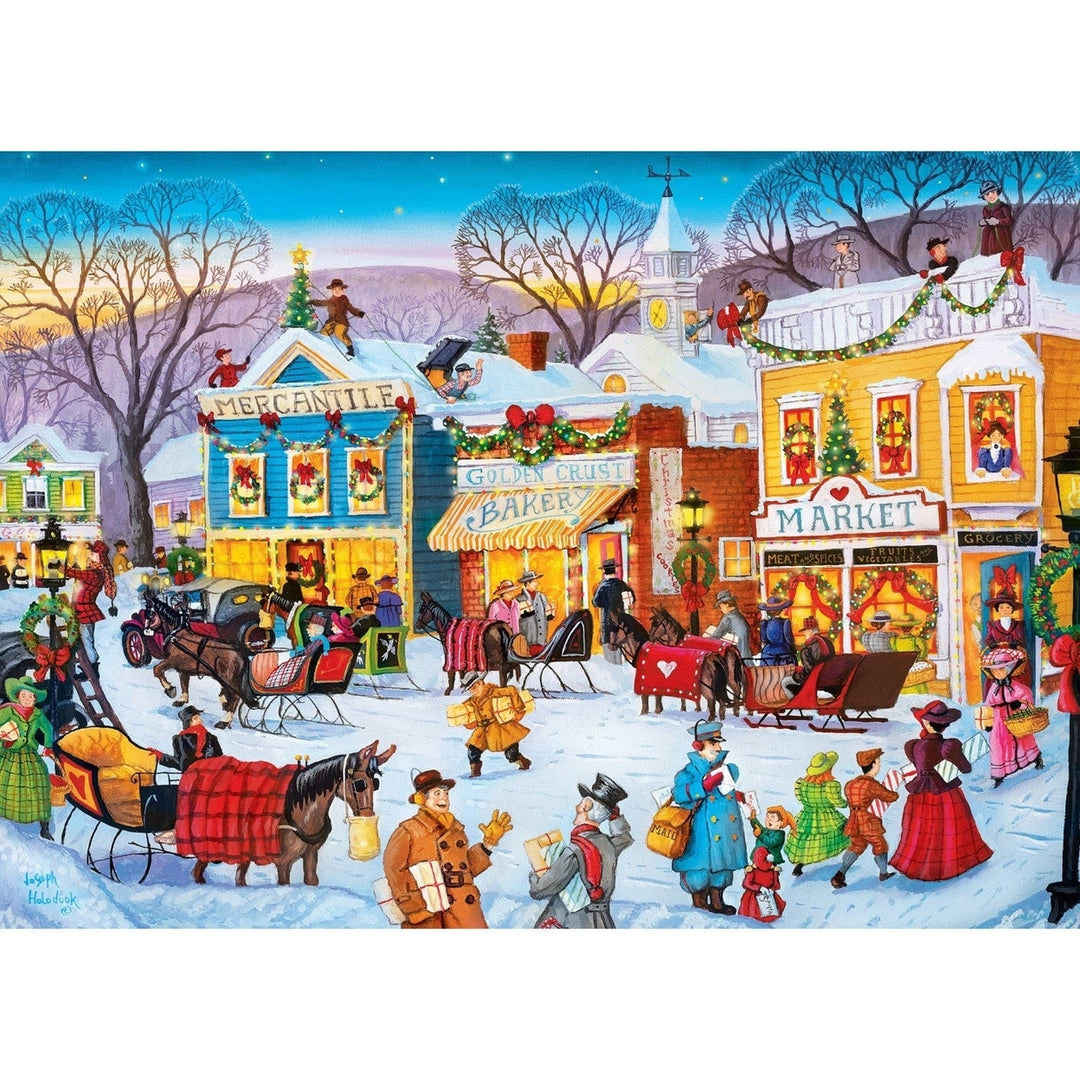 Seasons Greetings Christmas Puzzle 1000 Piece Town Square Holiday Shopping Image 2