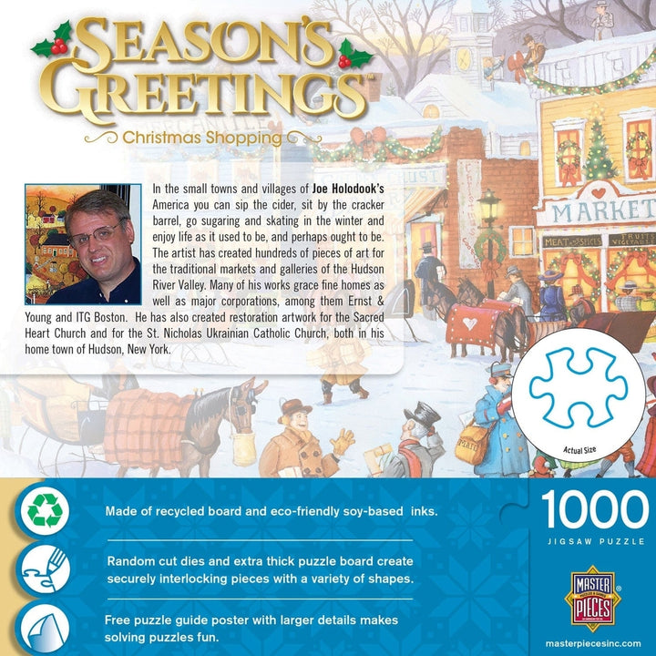 Seasons Greetings Christmas Puzzle 1000 Piece Town Square Holiday Shopping Image 3