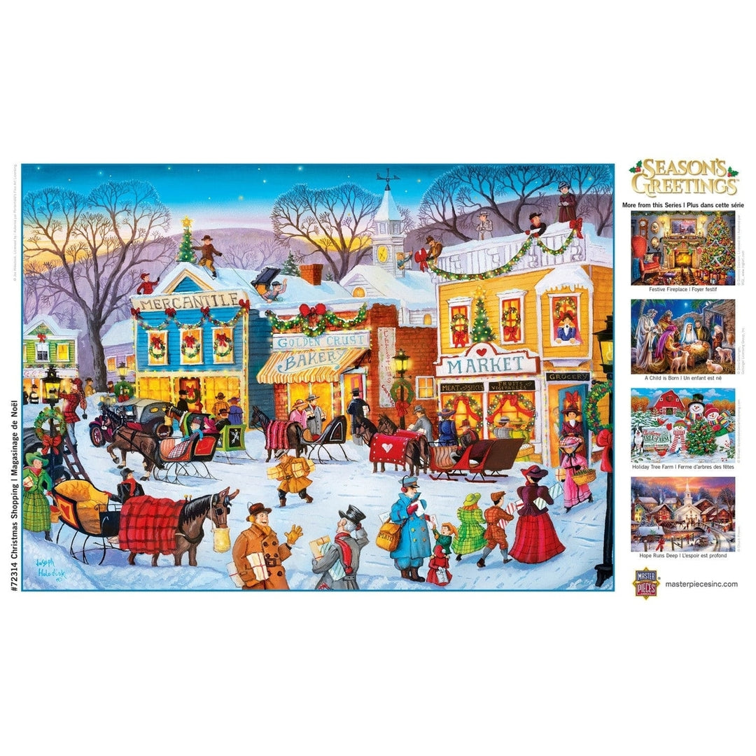 Seasons Greetings Christmas Puzzle 1000 Piece Town Square Holiday Shopping Image 4