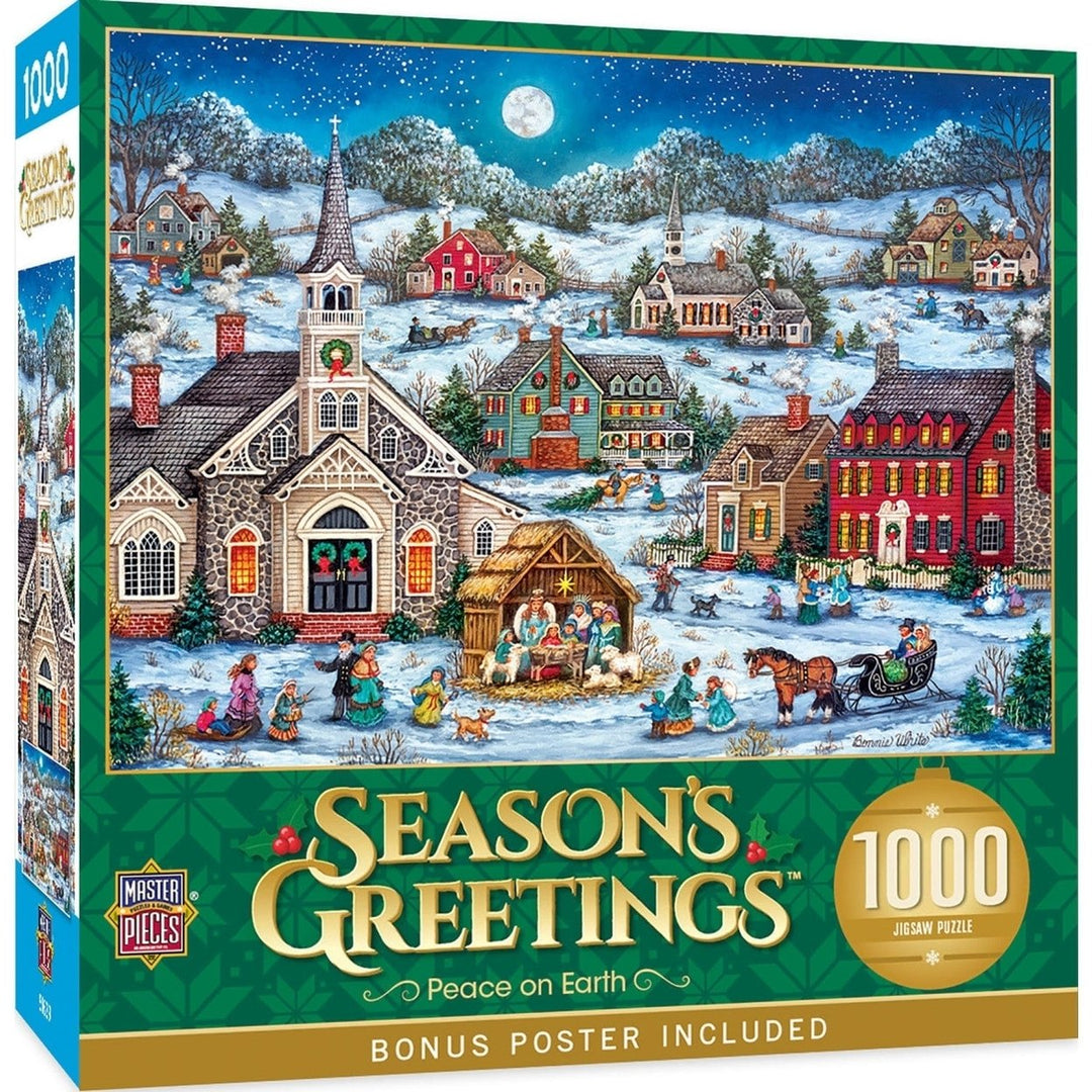 MasterPieces 1000 Piece Jigsaw Puzzle Seasons Greetings Peace on Earth 19.25"x26.75" Image 1