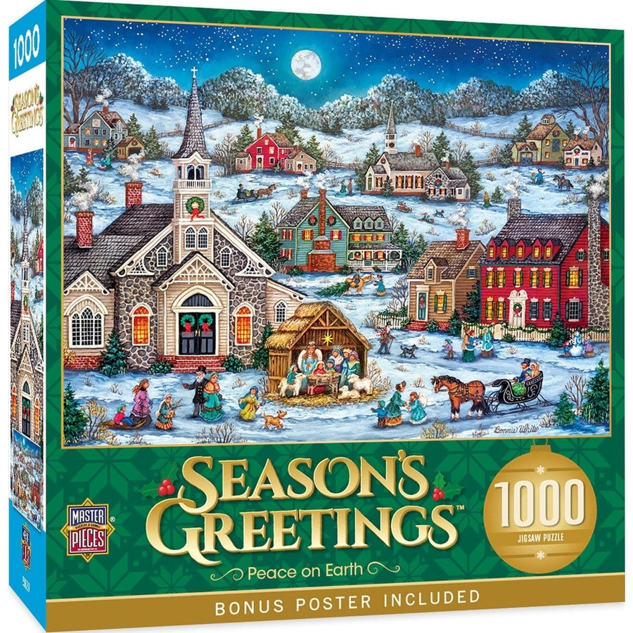 MasterPieces 1000 Piece Jigsaw Puzzle Seasons Greetings Peace on Earth 19.25"x26.75" Image 1