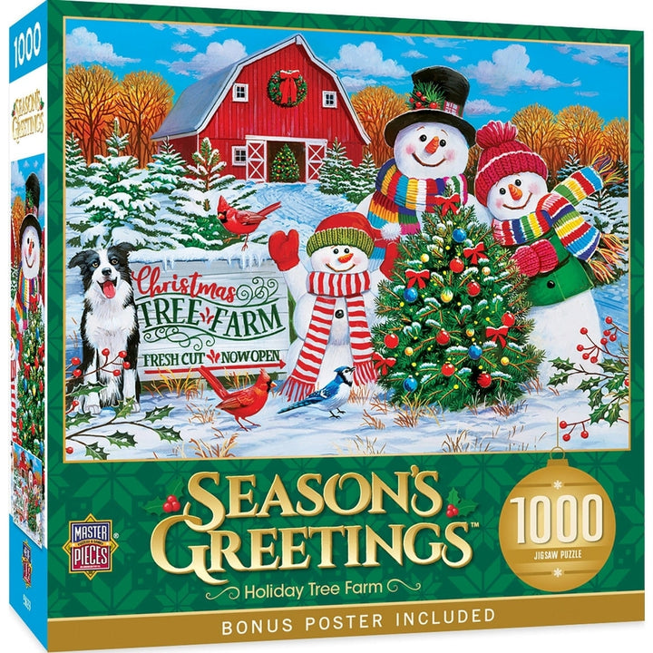 MasterPieces 1000 Piece Jigsaw Puzzle Seasons Greetings Tree Farm Recycled Material Image 1