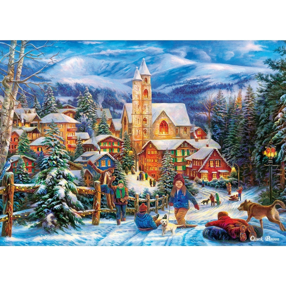 MasterPieces 1000 Piece Sledding Home Jigsaw Puzzle Holiday Fun 19.25"x26.75" Image 2