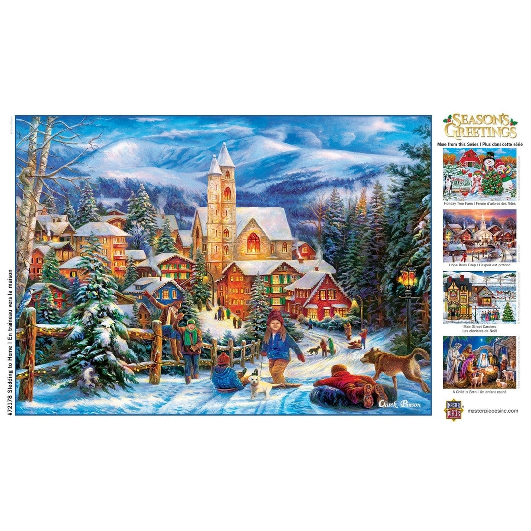 MasterPieces 1000 Piece Sledding Home Jigsaw Puzzle Holiday Fun 19.25"x26.75" Image 4