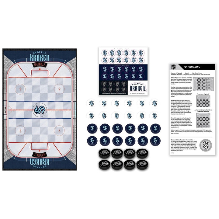 Seattle Kraken Checkers Board Game Officially Licensed 24 Pieces 13x21 Game Board Image 2