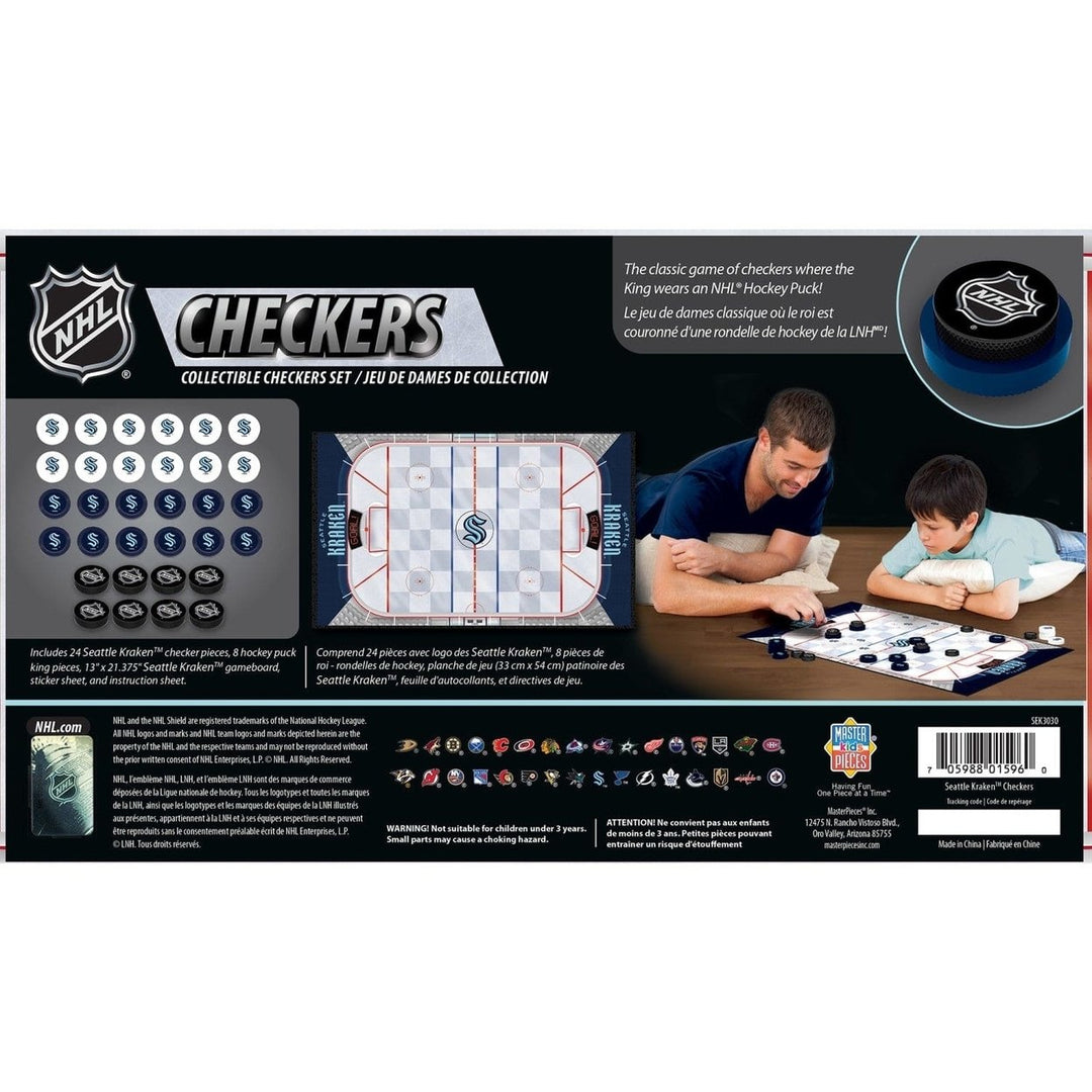 Seattle Kraken Checkers Board Game Officially Licensed 24 Pieces 13x21 Game Board Image 3