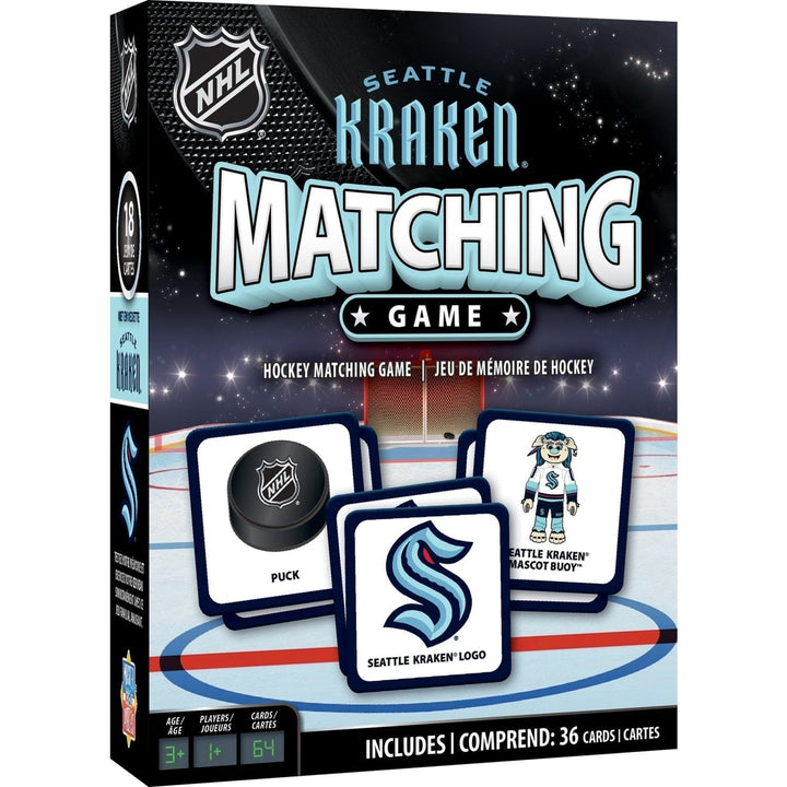 Seattle Kraken Matching Game Family Fun Memory Card Game NHL 18 Pairs Durable Image 1