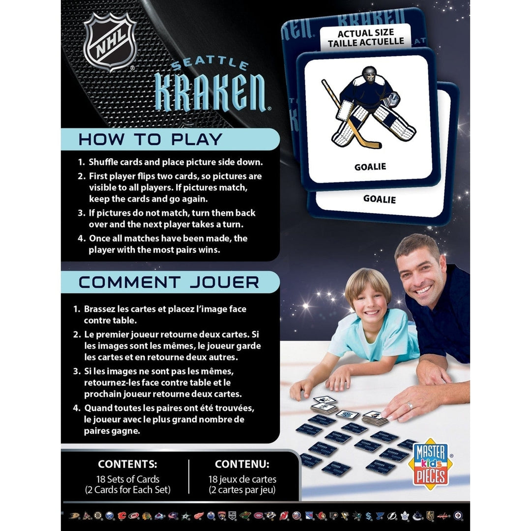 Seattle Kraken Matching Game Family Fun Memory Card Game NHL 18 Pairs Durable Image 3