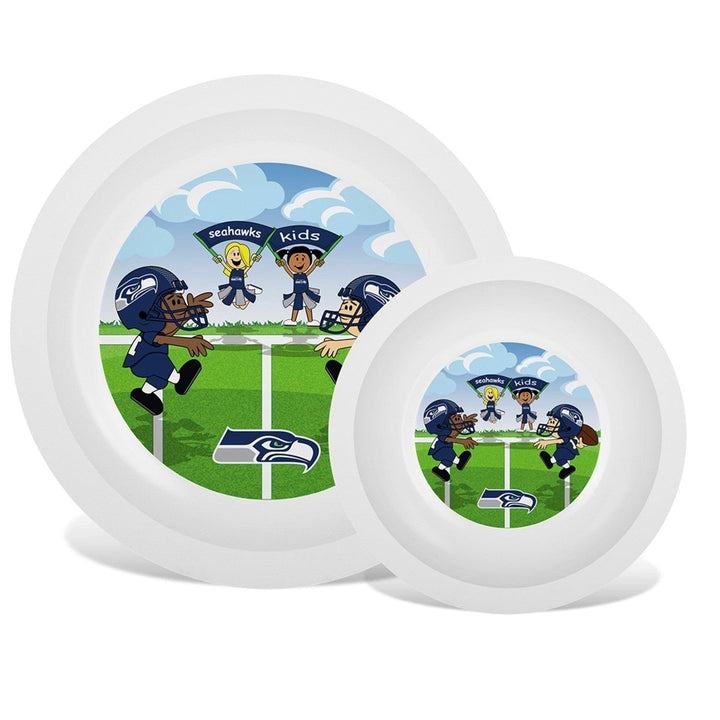 Seattle Seahawks Baby Plate Bowl Set BPA Free Dishwasher Safe Sports Graphic Image 1