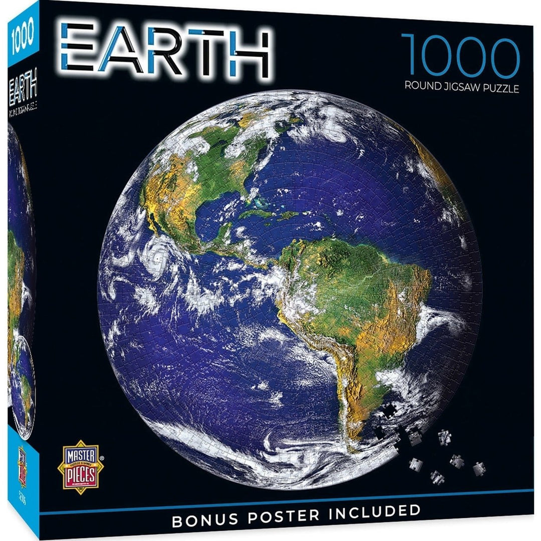 NASA The Earth 1000 Piece Round Jigsaw Puzzle Blue Marble Image 1997 Edition Image 1