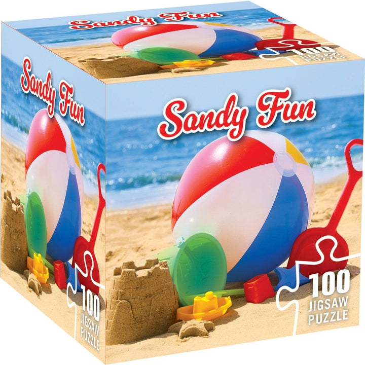 Sandy Fun 100 Piece Jigsaw Puzzle Beach Scene with Bucket and Sand Castle Image 1