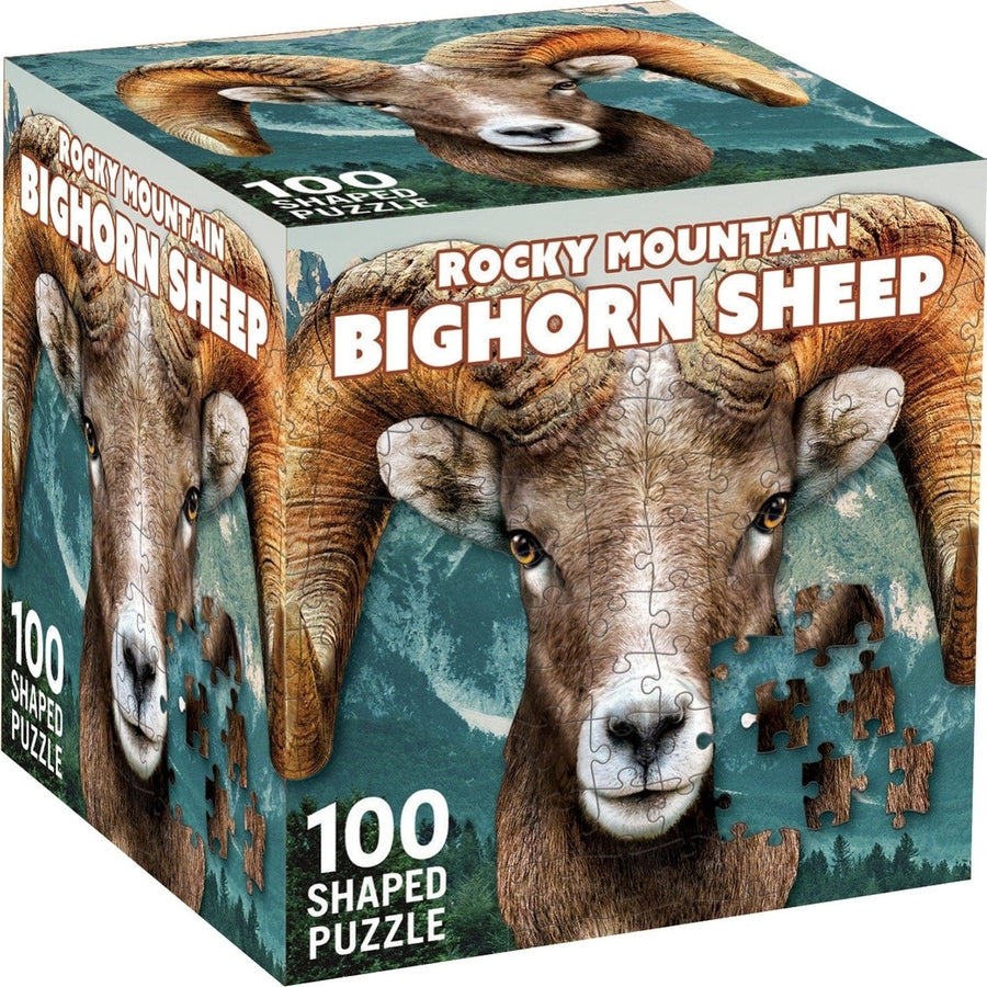 Rocky Mountain Bighorn Sheep 100 Piece Shaped Jigsaw Puzzle Eco-Friendly Board Image 1