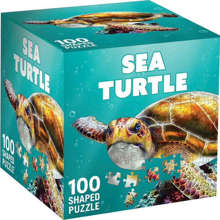 Sea Turtle 100 Piece Shaped Puzzle Eco-Friendly Recycled Material Marine Art Image 1