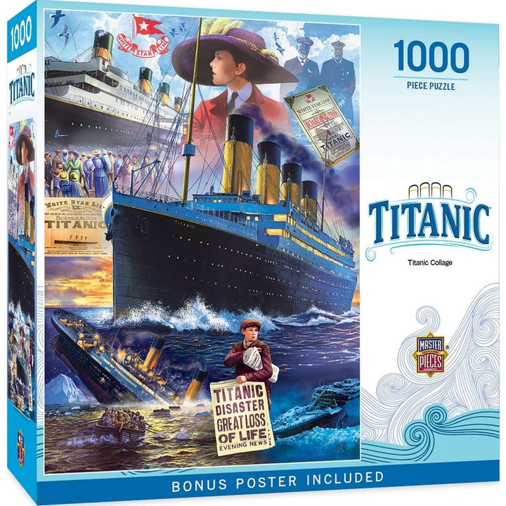 MasterPieces Titanic 1000 Piece Jigsaw Puzzle 19.25 x 26.75 Inch Collage Image 1