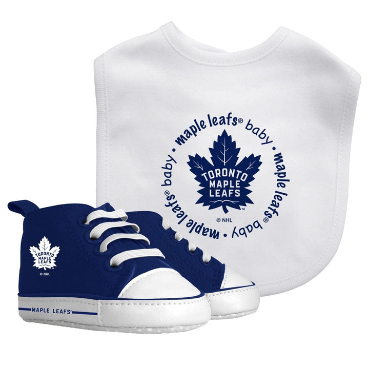 Toronto Maple Leafs Baby Gift Set 2 Piece Cotton Bib and Pre-Walker Shoes Image 1