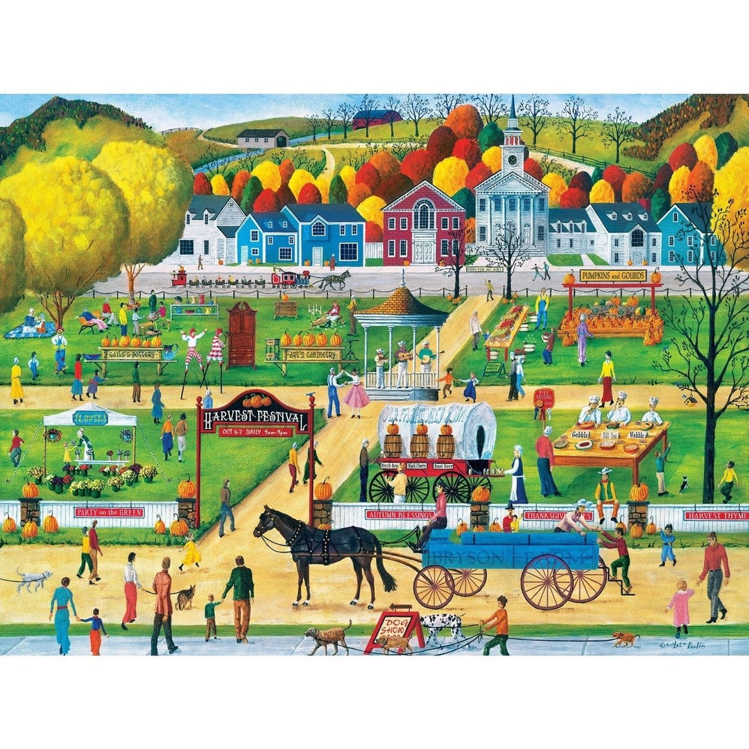 Town and Country Harvest Festival 300 Piece EZ Grip Jigsaw Puzzle 18x24 Recycled Image 2