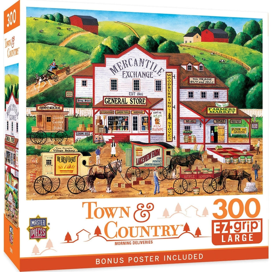 Town and Country Morning Deliveries 300 Piece EZ Grip Jigsaw Puzzle 18x24 Image 1