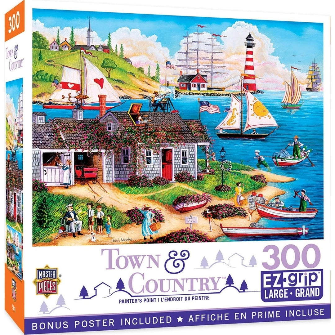 Town and Country EZ Grip 300 Piece Jigsaw Puzzle 18x24 Joe Holodook Art Image 1