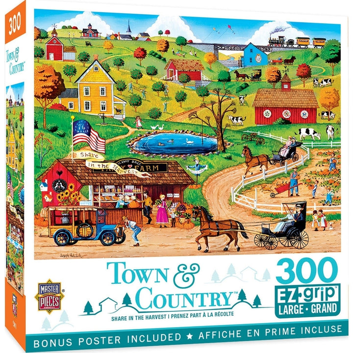 Town and Country 300 Piece EZ Grip Jigsaw Puzzle 18x24 Recycled Material Art Image 1