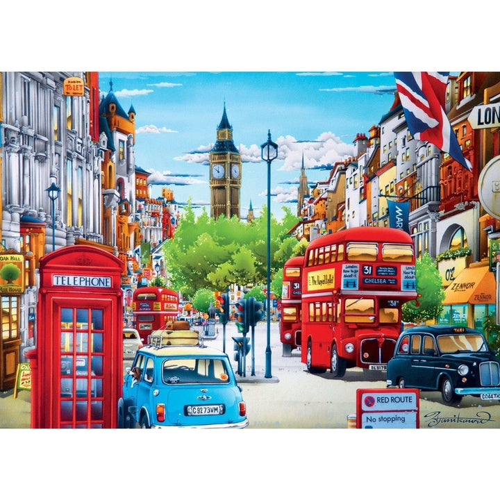 MasterPieces Travel Diary London 500 Piece Jigsaw Puzzle 21x15 Recycled Material Image 2