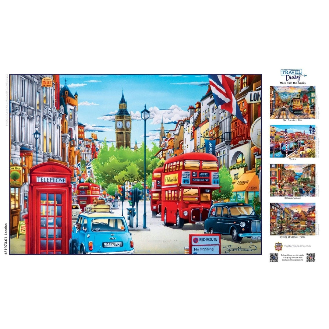 MasterPieces Travel Diary London 500 Piece Jigsaw Puzzle 21x15 Recycled Material Image 4