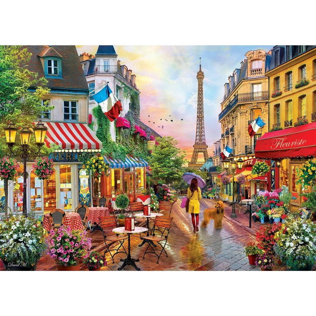 Parisian Charm 500 Piece Jigsaw Puzzle Travel Diary Eiffel Tower Street Scene Image 2