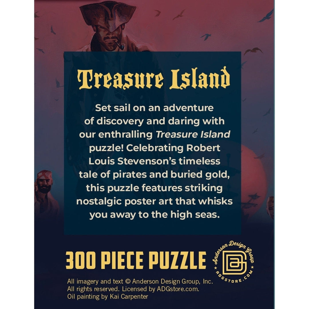 Treasure Island 300 Piece Jigsaw Puzzle Vintage Pirate Art Adventure Theme Image 3