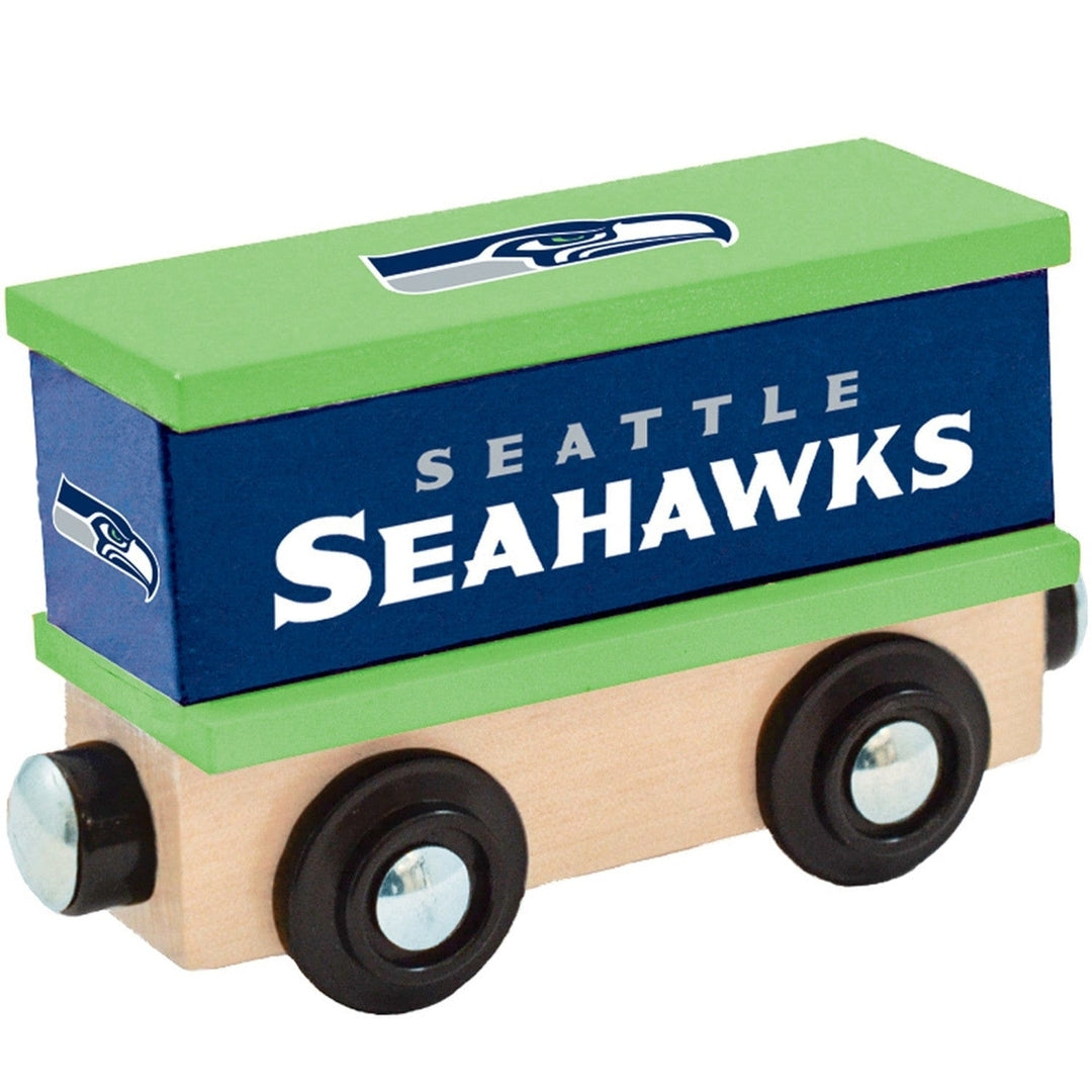 Seattle Seahawks Toy Train Box Car Wooden Magnetic Compatible 1" Track Ages 3+ Image 1