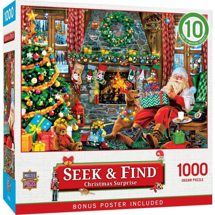 Seek and Find Christmas Surprise 1000 Piece Jigsaw Puzzle Holiday Family Fun Image 1