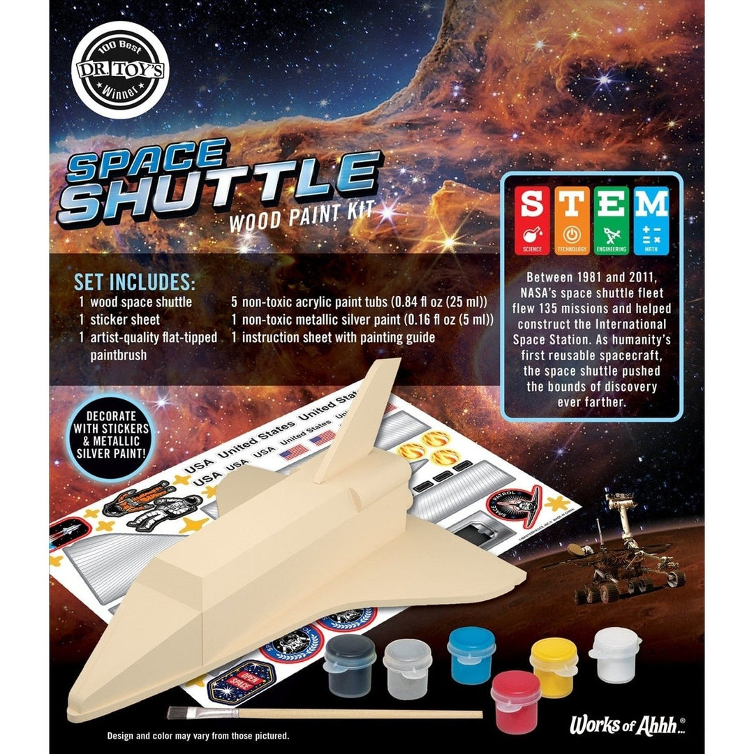 Space Shuttle Discovery Wood Craft Paint Kit Real Wood Art Set for Kids Image 3